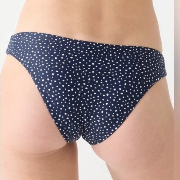 NWT J. Crew Navy Blue and White Dot Hipster Bikini Bottom - Picture 2 of 4